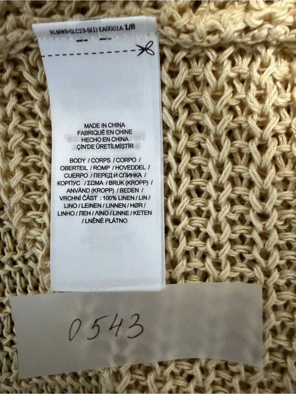 Lauren Ralph Lauren 2X 100% Linen Open Knit Poncho Tunic Sweater Beige